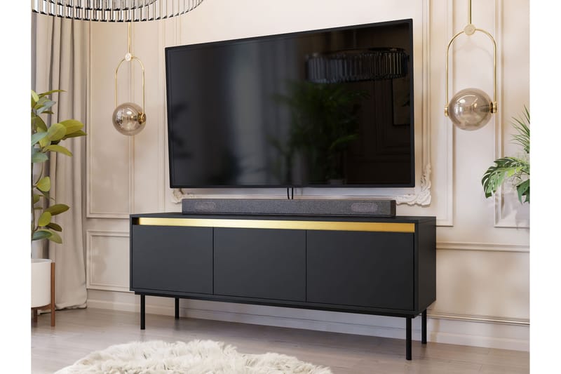 Tv-bänk Hollander 150 cm - Svart/Guld - Möbler - TV- & Mediamöbler - TV bänk & mediabänk