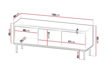 Tv-bänk Hollander 150 cm - Vit/Guld - Möbler - TV- & Mediamöbler - TV bänk & mediabänk