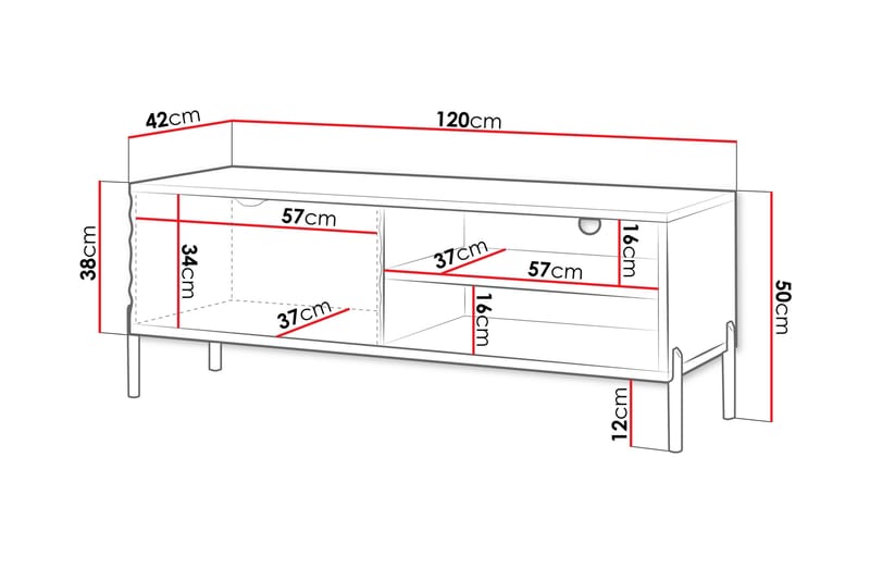 Tv-bänk Holmes 120 cm - Vit - Möbler - TV- & Mediamöbler - TV bänk & mediabänk