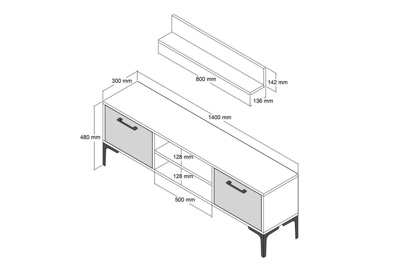 Tv-bänk Holter 140 cm - Valnöt - Möbler - TV- & Mediamöbler - TV bänk & mediabänk