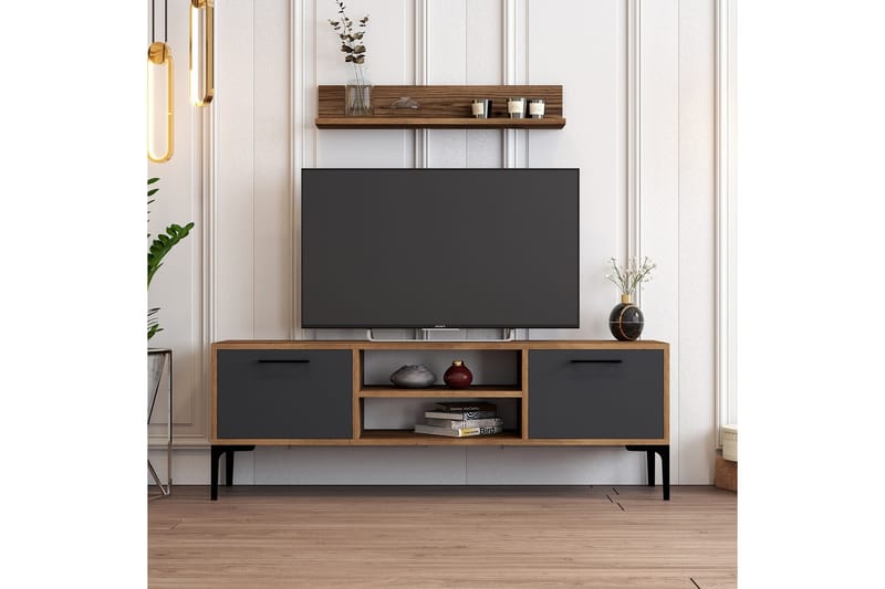 Tv-bänk Holter 140 cm - Valnöt/Antracit - Möbler - TV- & Mediamöbler - TV bänk & mediabänk