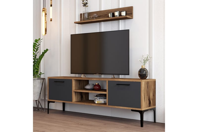 Tv-bänk Holter 140 cm - Valnöt/Antracit - Möbler - TV- & Mediamöbler - TV bänk & mediabänk