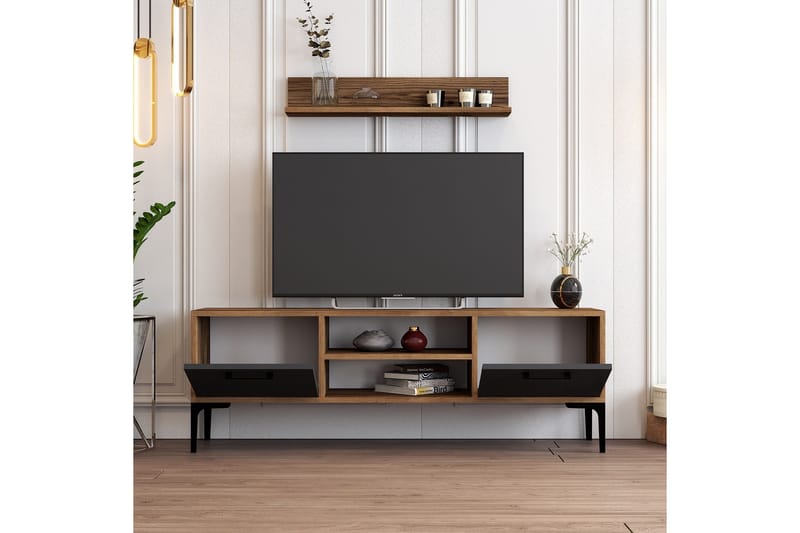 Tv-bänk Holter 140 cm - Valnöt/Antracit - Möbler - TV- & Mediamöbler - TV bänk & mediabänk