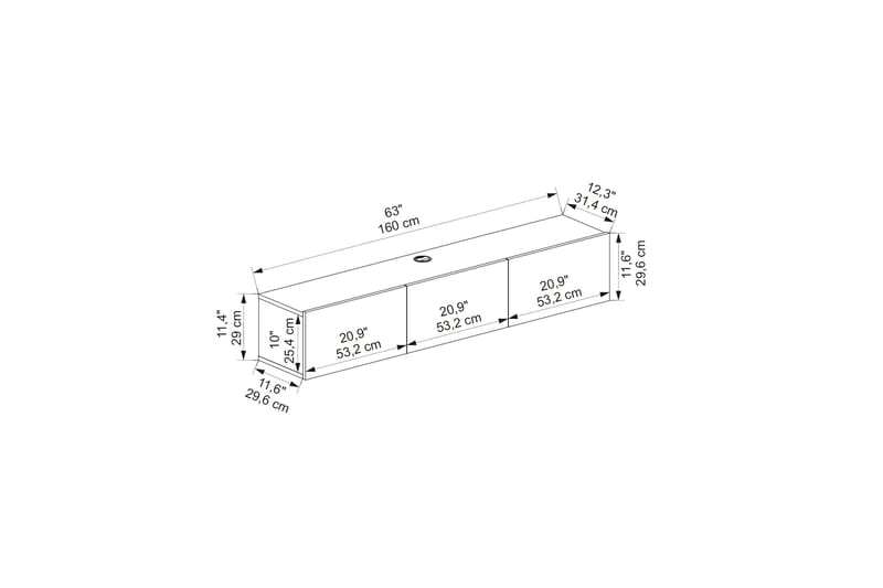 Tv-bänk Hopper 160 cm - Antracit - Möbler - TV- & Mediamöbler - TV bänk & mediabänk