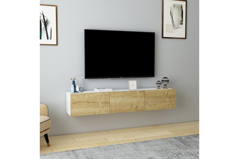 Tv-bänk Hopper 160 cm - Vit/Ek - Möbler - TV- & Mediamöbler - TV bänk & mediabänk