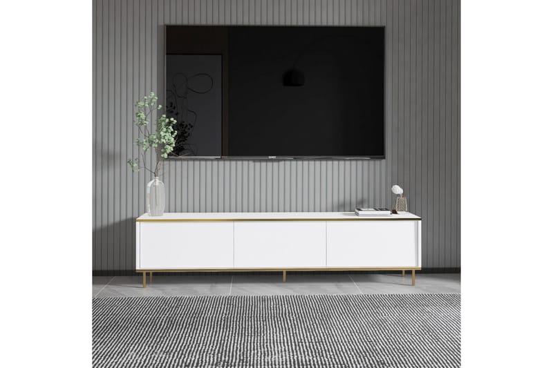 Tv-bänk Imaj 180 cm - Vit/Guld - Möbler - TV- & Mediamöbler - TV bänk & mediabänk