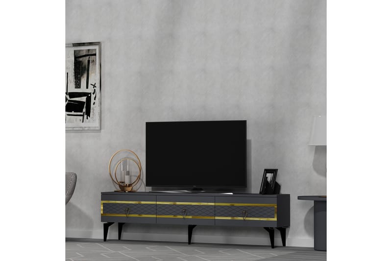 Tv-bänk Ipek 180 cm - Antracit/Guld - Möbler - TV- & Mediamöbler - TV bänk & mediabänk