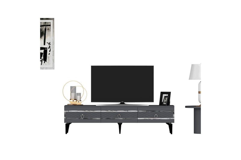 Tv-bänk Ipek 180 cm - Antracit/Silver - Möbler - TV- & Mediamöbler - TV bänk & mediabänk