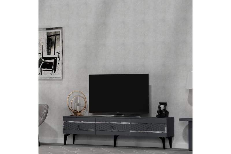 Tv-bänk Ipek 180 cm - Antracit/Silver - Möbler - TV- & Mediamöbler - TV bänk & mediabänk