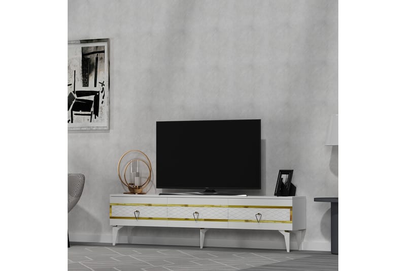 Tv-bänk Ipek 180 cm - Vit/Guld - Möbler - TV- & Mediamöbler - TV bänk & mediabänk