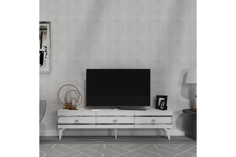 Tv-bänk Ipek 180 cm - Vit/Silver - Möbler - TV- & Mediamöbler - TV bänk & mediabänk