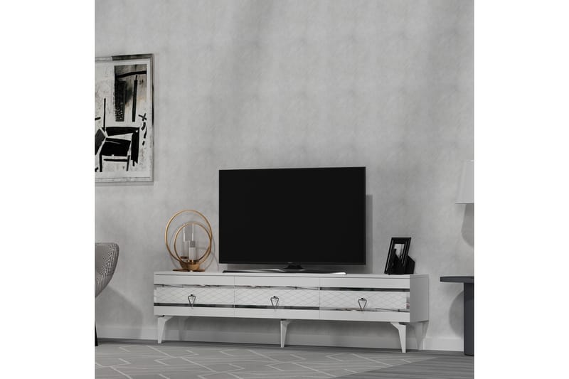 Tv-bänk Ipek 180 cm - Vit/Silver - Möbler - TV- & Mediamöbler - TV bänk & mediabänk