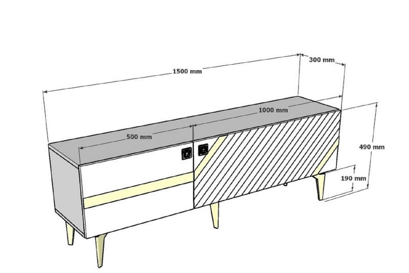 Tv-bänk Iris 150 cm - Antracit/Guld - Möbler - TV- & Mediamöbler - TV bänk & mediabänk