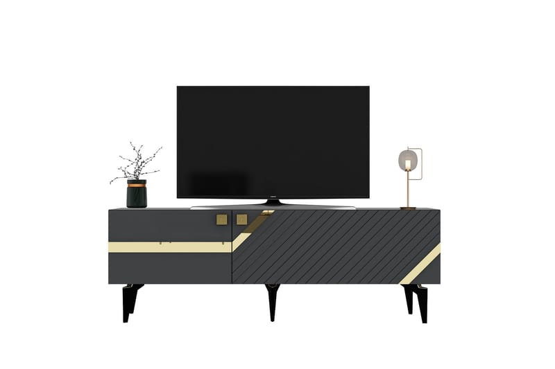 Tv-bänk Iris 150 cm - Antracit/Guld - Möbler - TV- & Mediamöbler - TV bänk & mediabänk