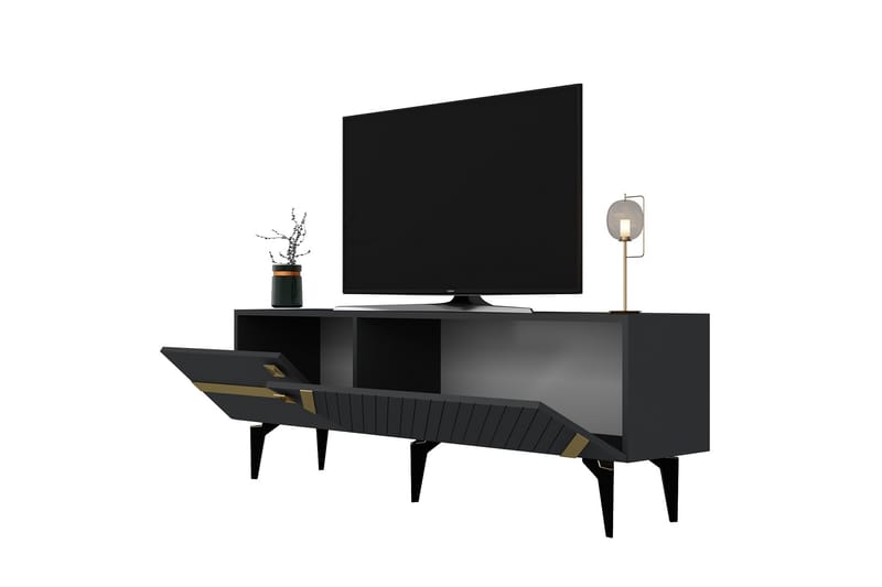 Tv-bänk Iris 150 cm - Antracit/Guld - Möbler - TV- & Mediamöbler - TV bänk & mediabänk