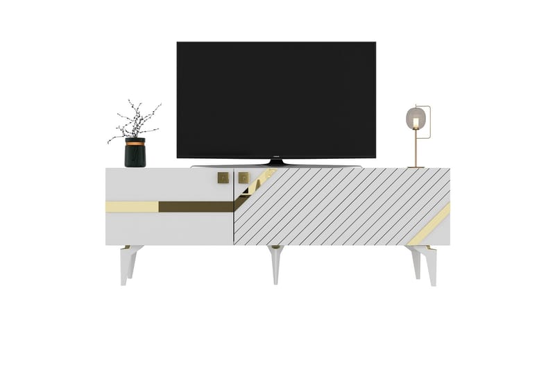 Tv-bänk Iris 150 cm - Vit/Guld - Möbler - TV- & Mediamöbler - TV bänk & mediabänk