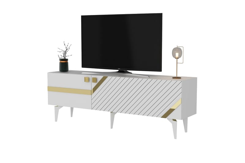 Tv-bänk Iris 150 cm - Vit/Guld - Möbler - TV- & Mediamöbler - TV bänk & mediabänk