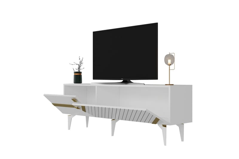 Tv-bänk Iris 150 cm - Vit/Guld - Möbler - TV- & Mediamöbler - TV bänk & mediabänk