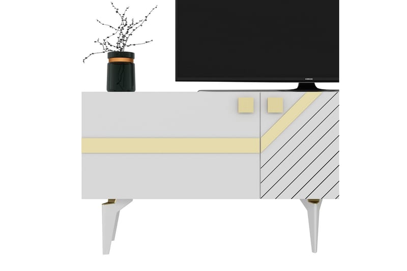 Tv-bänk Iris 150 cm - Vit/Guld - Möbler - TV- & Mediamöbler - TV bänk & mediabänk