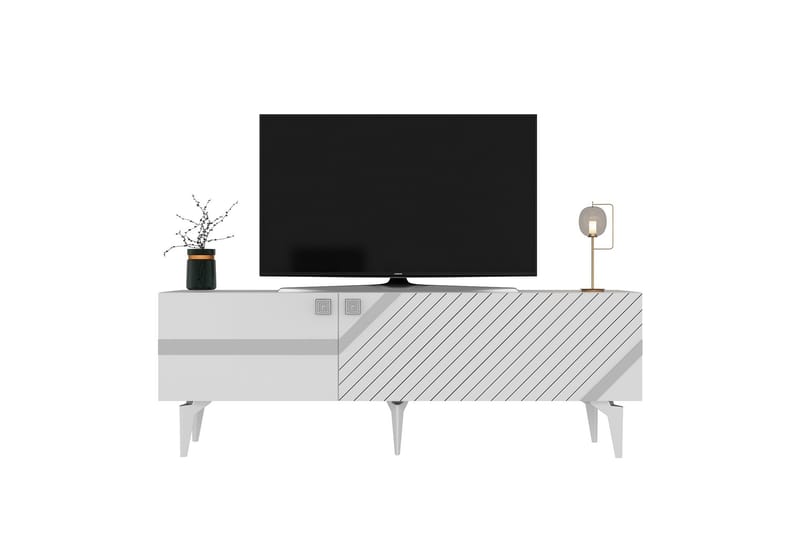 Tv-bänk Iris 150 cm - Vit/Silver - Möbler - TV- & Mediamöbler - TV bänk & mediabänk