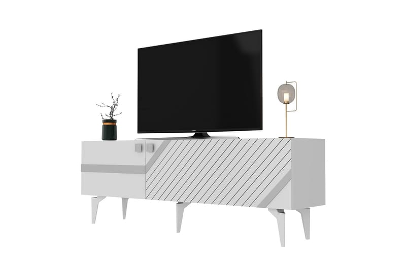 Tv-bänk Iris 150 cm - Vit/Silver - Möbler - TV- & Mediamöbler - TV bänk & mediabänk