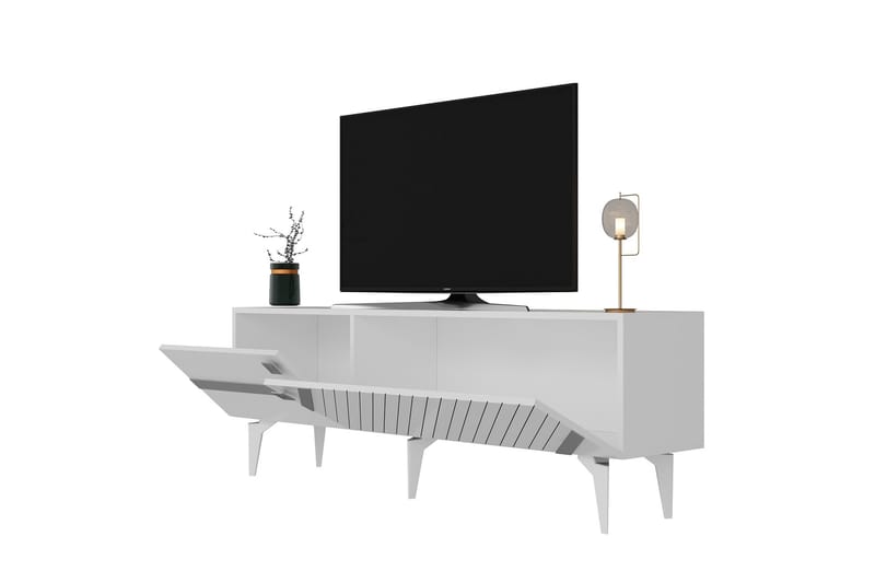 Tv-bänk Iris 150 cm - Vit/Silver - Möbler - TV- & Mediamöbler - TV bänk & mediabänk