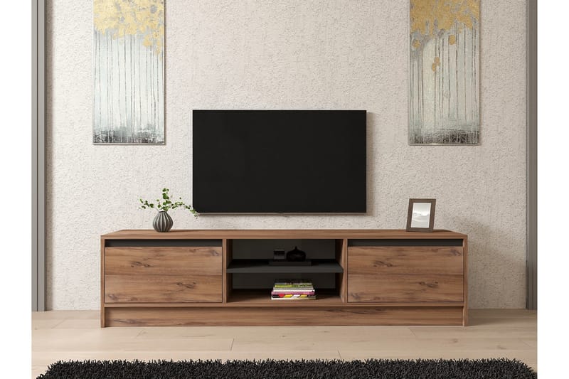 Tv-bänk Isil 180 cm - Brun/Antracit - Möbler - TV- & Mediamöbler - TV bänk & mediabänk