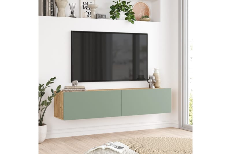 Tv-bänk Jaivind 140 cm - Brun/Grön - Möbler - TV- & Mediamöbler - TV bänk & mediabänk