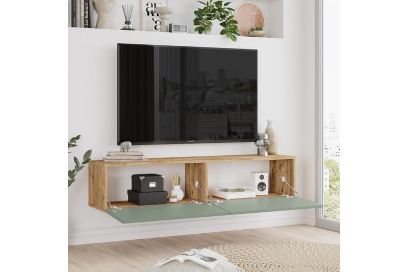 Tv-bänk Jaivind 140 cm - Brun/Grön - Möbler - TV- & Mediamöbler - TV bänk & mediabänk