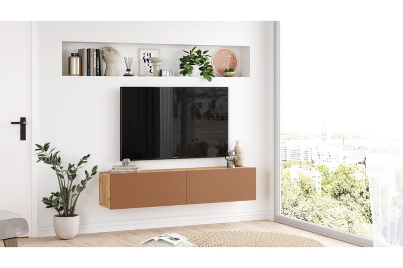 Tv-bänk Jaivind 140 cm - Brun/Röd - Möbler - TV- & Mediamöbler - TV bänk & mediabänk