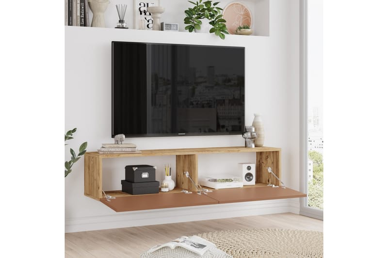 Tv-bänk Jaivind 140 cm - Brun/Röd - Möbler - TV- & Mediamöbler - TV bänk & mediabänk