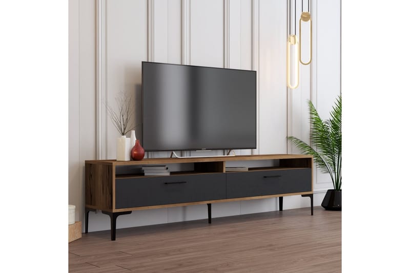 Tv-bänk Laggartorp 180 cm - Valnöt/Antracit - Möbler - TV- & Mediamöbler - TV bänk & mediabänk