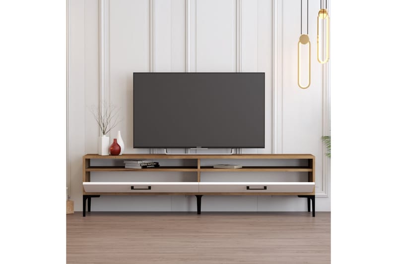 Tv-bänk Laggartorp 180 cm - Valnöt/Vit - Möbler - TV- & Mediamöbler - TV bänk & mediabänk