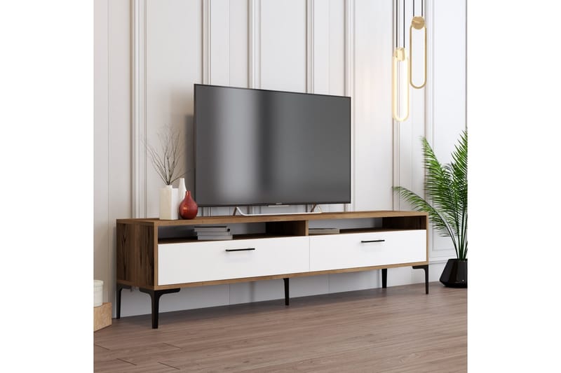 Tv-bänk Laggartorp 180 cm - Valnöt/Vit - Möbler - TV- & Mediamöbler - TV bänk & mediabänk