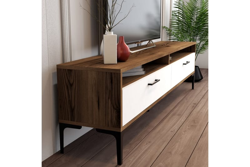 Tv-bänk Laggartorp 180 cm - Valnöt/Vit - Möbler - TV- & Mediamöbler - TV bänk & mediabänk