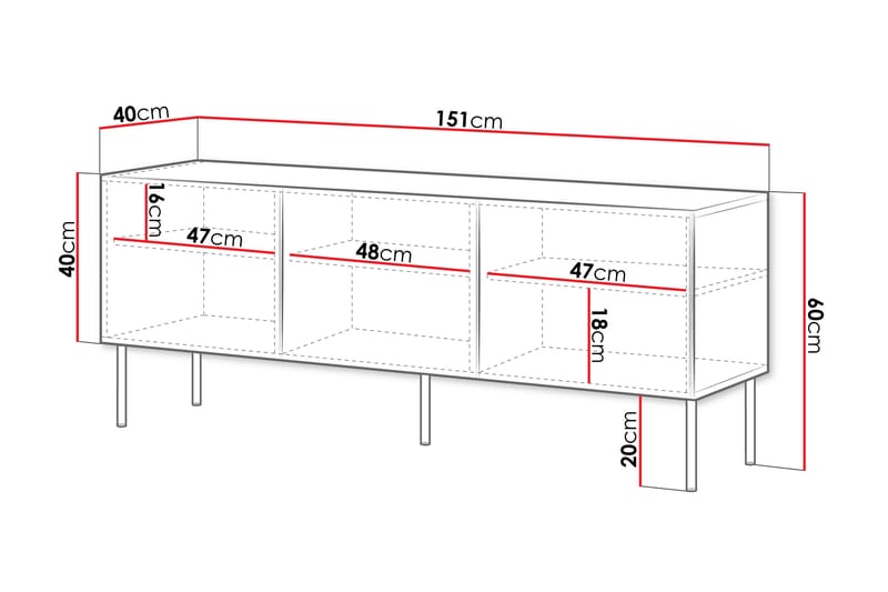 Tv-bänk Laholm 151 cm - Svart - Möbler - TV- & Mediamöbler - TV bänk & mediabänk