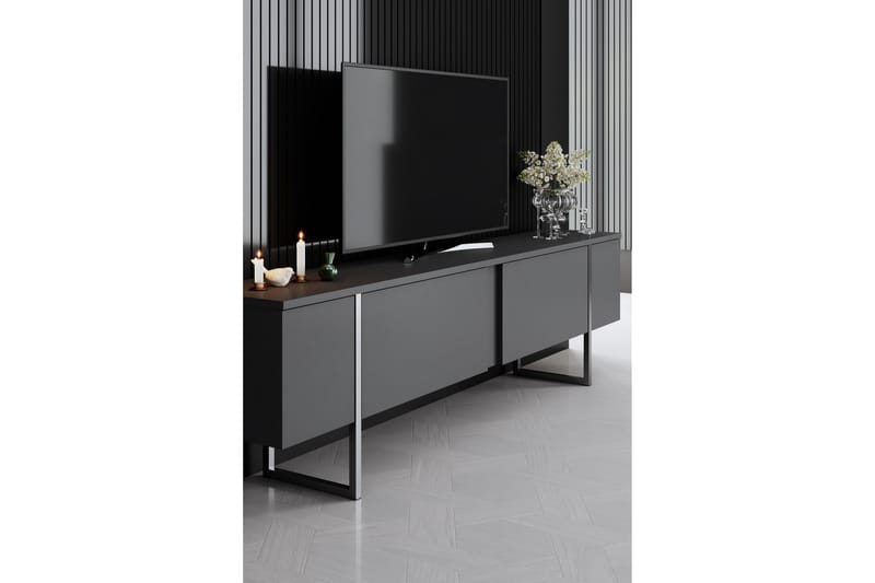 Tv-bänk Luxe 180 cm - Antracit/Silver - Möbler - TV- & Mediamöbler - TV bänk & mediabänk