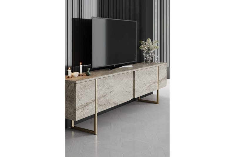 Tv-bänk Luxe 180 cm - Beige/Guld - Möbler - TV- & Mediamöbler - TV bänk & mediabänk