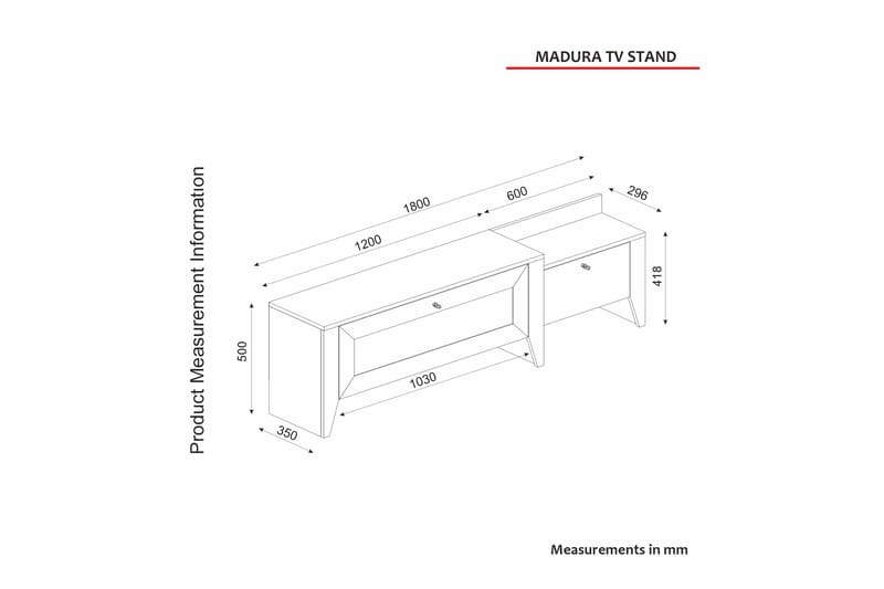 Tv-bänk Madura 180x35 cm Brun - Hanah Home - Möbler - TV- & Mediamöbler - TV bänk & mediabänk