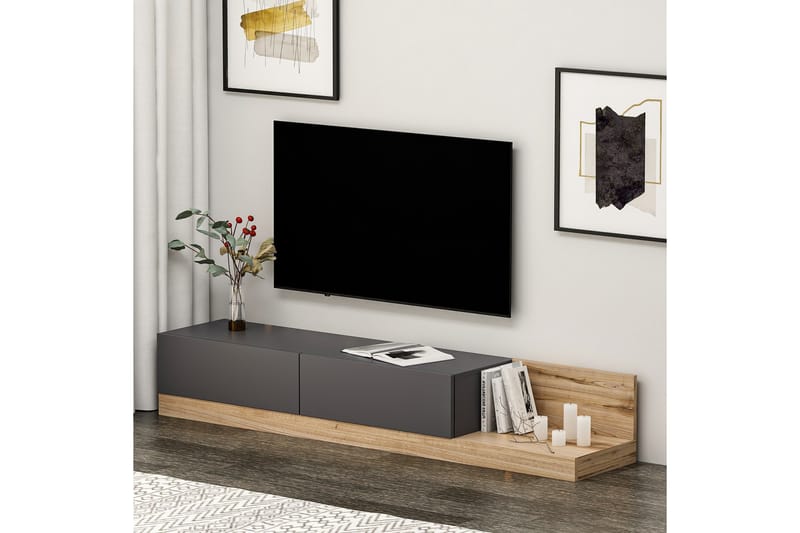 Tv-bänk Majör 180 cm - Antracit/Valnöt - Möbler - TV- & Mediamöbler - TV bänk & mediabänk