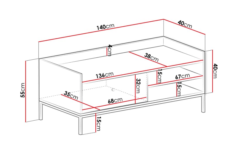 Tv-bänk Mariestad 140 cm - Grå - Möbler - TV- & Mediamöbler - TV bänk & mediabänk