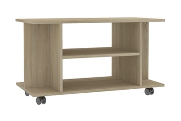 TV-bänk med hjul sonoma ek 80x40x40 cm spånskiva