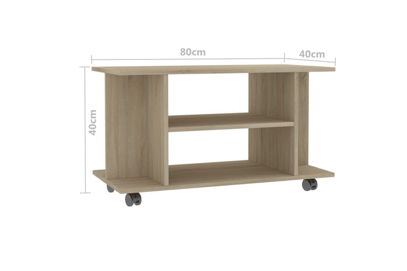 TV-bänk med hjul sonoma ek 80x40x40 cm spånskiva - Brun - Möbler - TV- & Mediamöbler - TV bänk & mediabänk