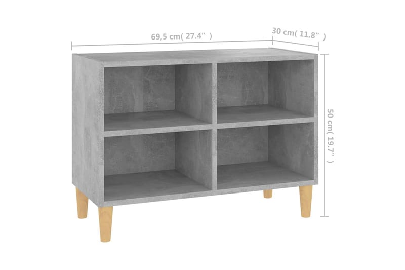 TV-bänk med massiva ben grå 69,5x30x50 cm - Grå - Möbler - TV- & Mediamöbler - TV bänk & mediabänk