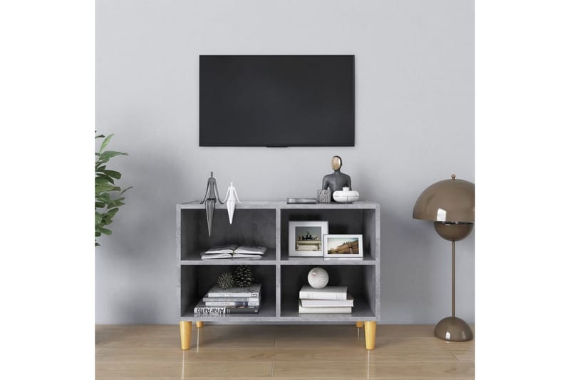 TV-bänk med massiva ben grå 69,5x30x50 cm - Grå - Möbler - TV- & Mediamöbler - TV bänk & mediabänk