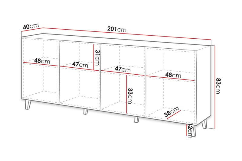 Juniskär Skänk med Förvaring 40x82x200 cm - Vit - Möbler - TV- & Mediamöbler - TV bänk & mediabänk