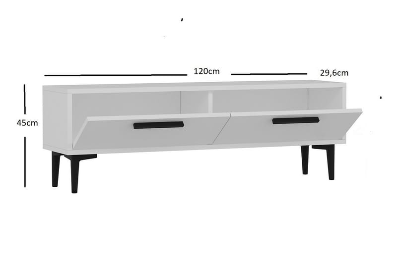 Tv-bänk 120 cm 2 Skåp - Vit/Svart - Möbler - TV- & Mediamöbler - TV bänk & mediabänk