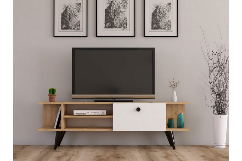 Tv-bänk 120 cm - Natur/Vit - Möbler - TV- & Mediamöbler - TV bänk & mediabänk