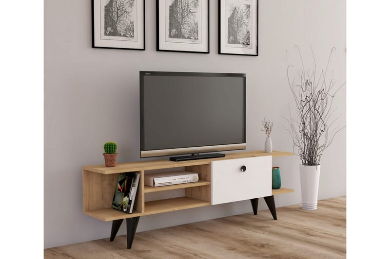 Tv-bänk 120 cm - Natur/Vit - Möbler - TV- & Mediamöbler - TV bänk & mediabänk