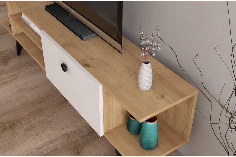 Tv-bänk 120 cm - Natur/Vit - Möbler - TV- & Mediamöbler - TV bänk & mediabänk